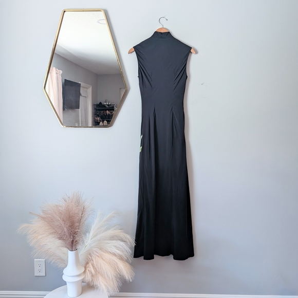 Vintage Sue Wong 100% Silk Black Floral Women's Dress Size 6 - Picture 2 of 12